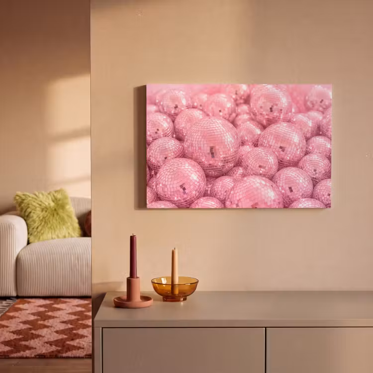 Canvas schilderij - Roze disco ballen — 2