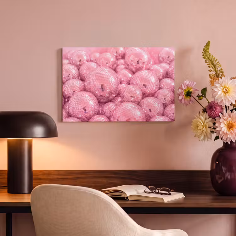 Canvas schilderij - Roze disco ballen — 6