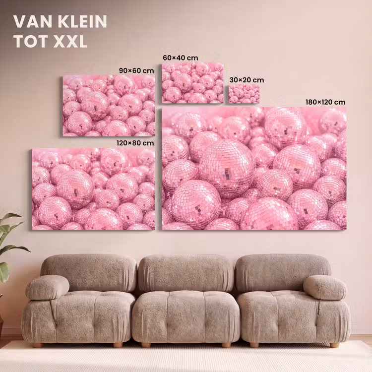 Canvas schilderij - Roze disco ballen — 8