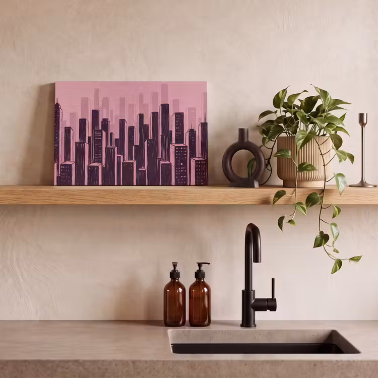 Canvas schilderij - Stad - Abstract - Roze — 4