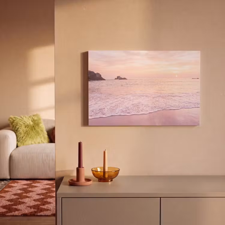 Canvas schilderij - Strand - Zonsondergang - Roze — 2