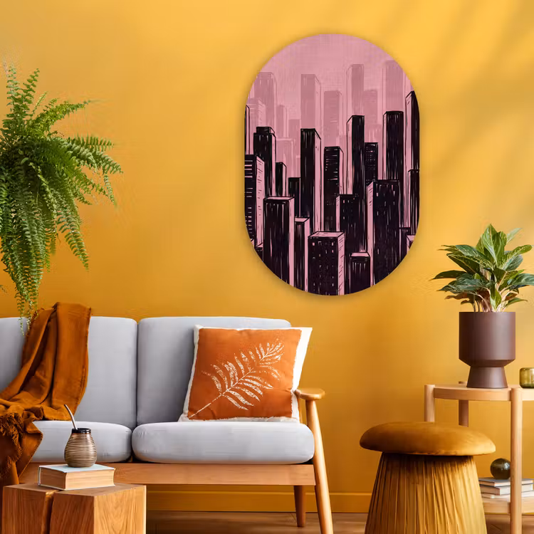 Muurovaal - Glas - Stad - Abstract - Roze — 3