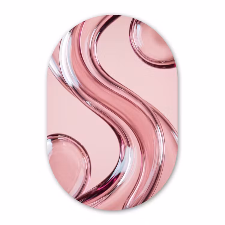 Muurovaal - Glas - Vorm - Abstract - Roze — 1