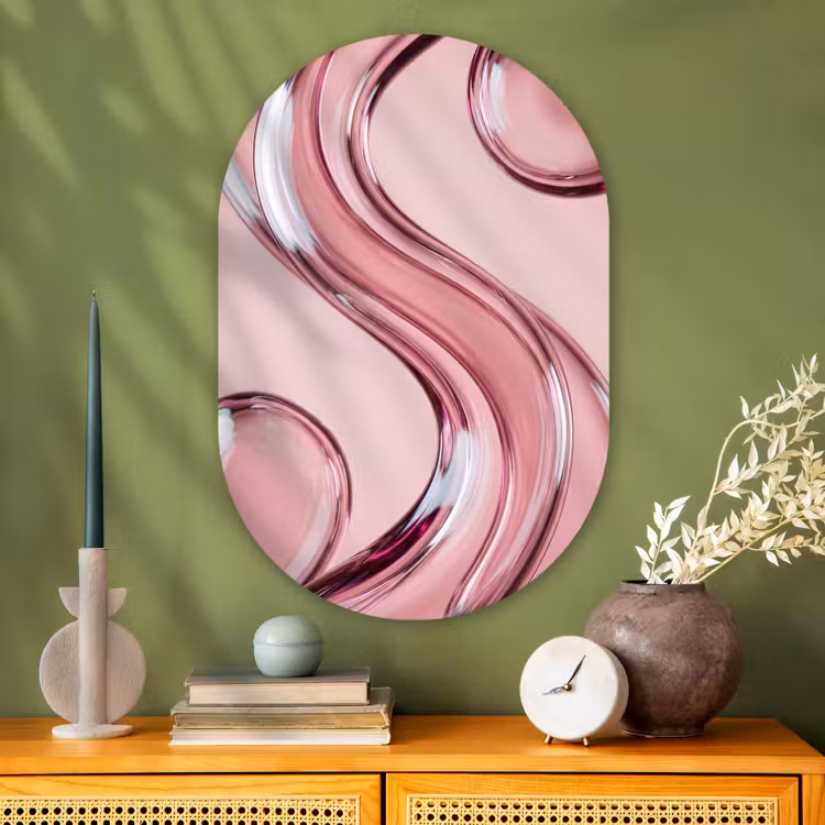 Muurovaal - Glas - Vorm - Abstract - Roze — 2