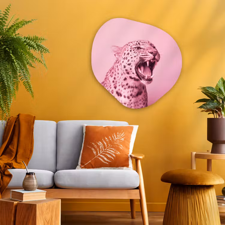 Organisch schilderij - Glas - Roze kat - Modern — 3