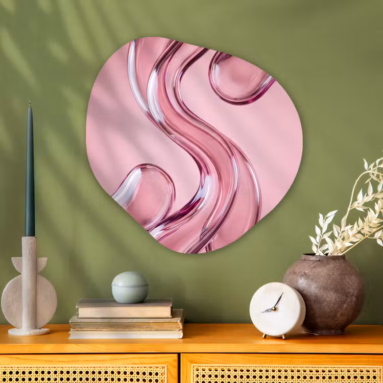 Organisch schilderij - Glas - Vorm - Abstract - Roze — 2