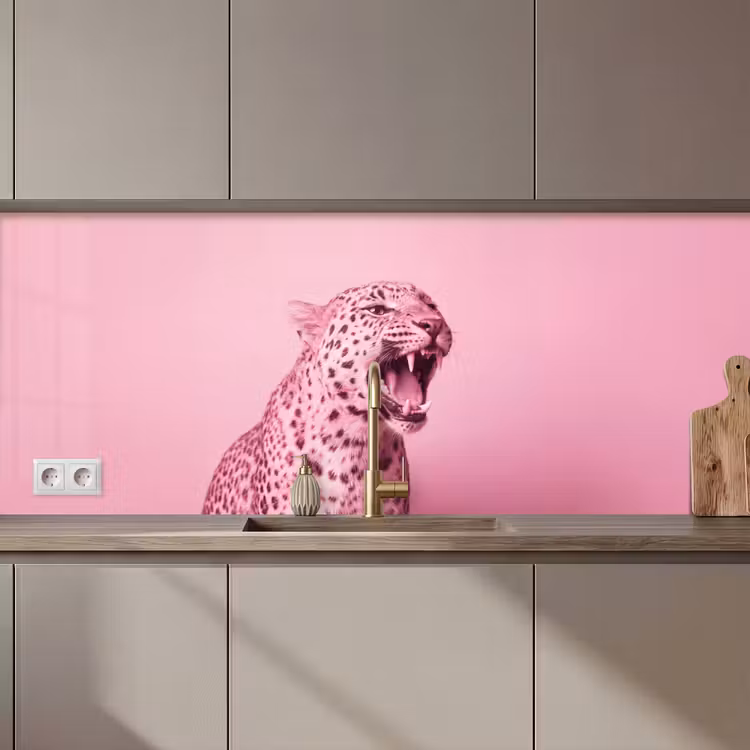 Keuken achterwand - Roze kat - Modern — 1