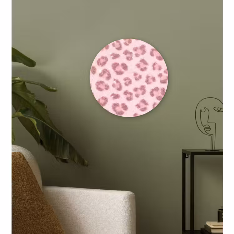 Muurcirkel - Roze dierenprint - Glitter — 3