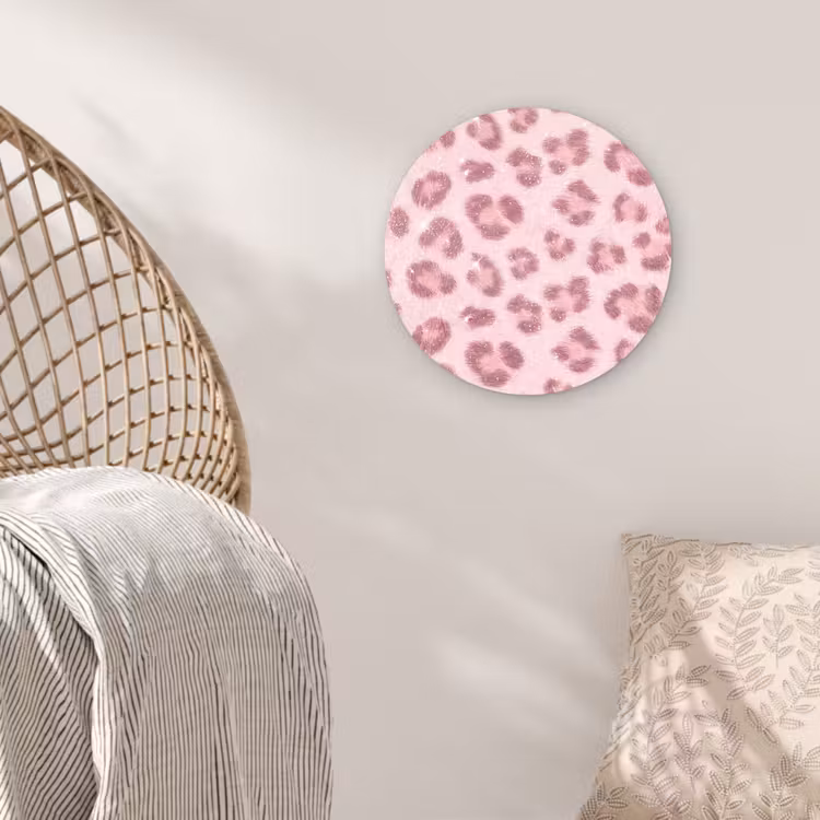 Muurcirkel - Roze dierenprint - Glitter — 5