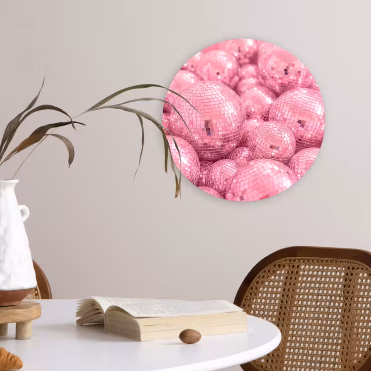 Muurcirkel - Roze disco ballen — 4
