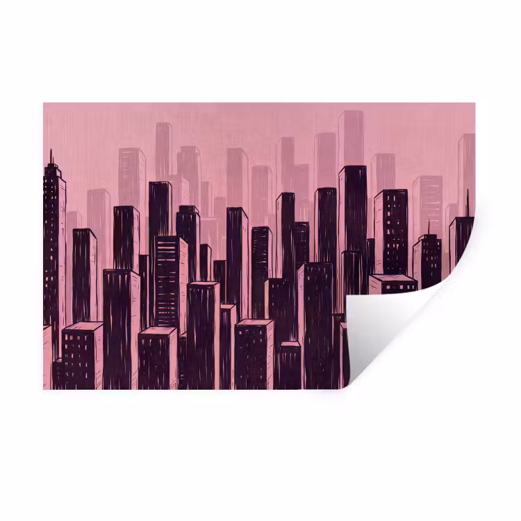 Muursticker - Stad - Abstract - Roze — 1