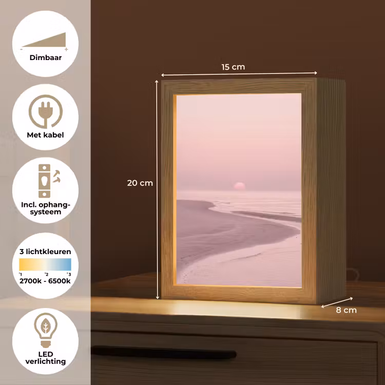 Gepersonaliseerde Lightbox - Roze zonsondergang - Strand — 7