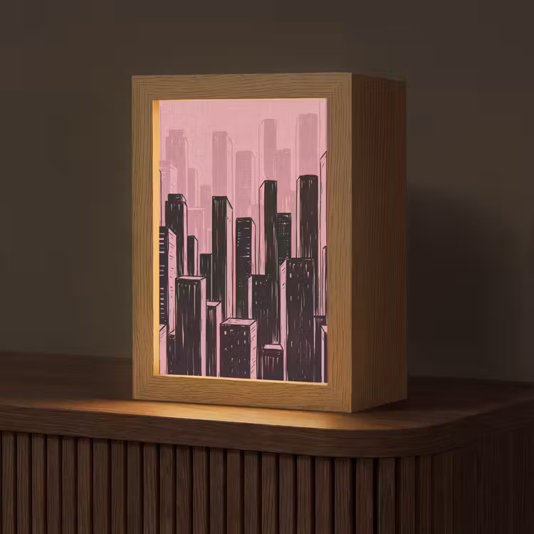 Gepersonaliseerde Lightbox - Stad - Abstract - Roze — 1