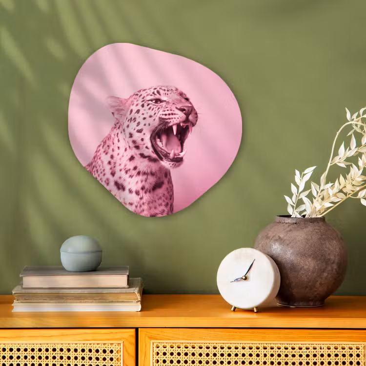 Organisch schilderij - Forex - Roze kat - Modern — 2