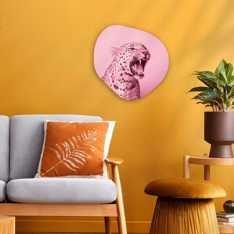 Organisch schilderij - Forex - Roze kat - Modern — 3