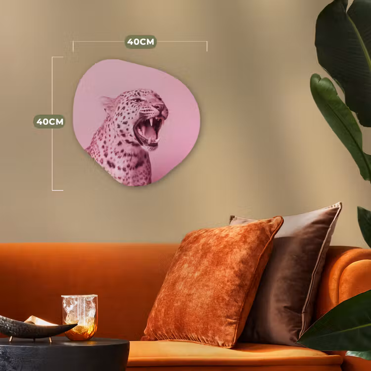 Organisch schilderij - Forex - Roze kat - Modern — 4