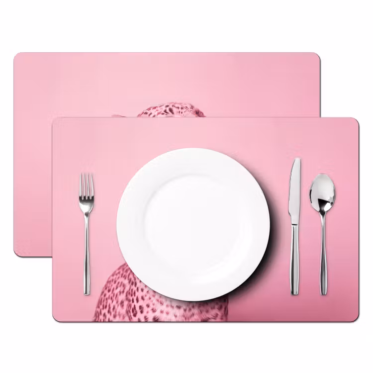 Placemat - 6 stuks - Roze kat - Modern — 2