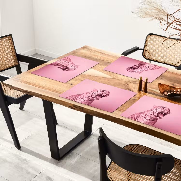 Placemat - 6 stuks - Roze kat - Modern — 3