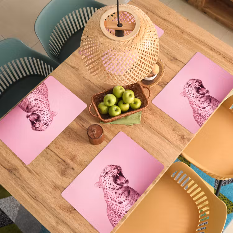 Placemat - 6 stuks - Roze kat - Modern — 4