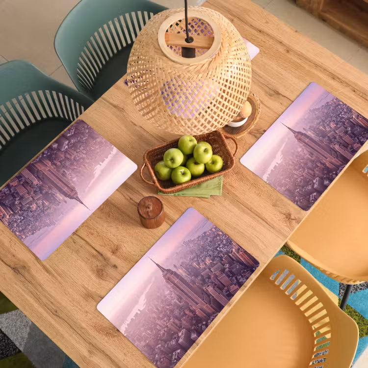 Placemat - 6 stuks - Stad - Gebouw - Roze — 4