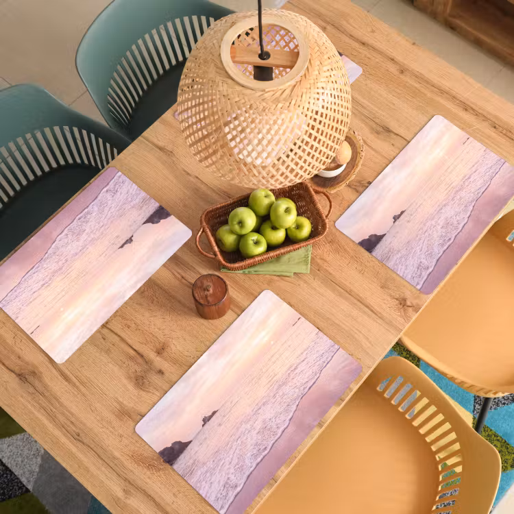 Placemat - 6 stuks - Strand - Zonsondergang - Roze — 4