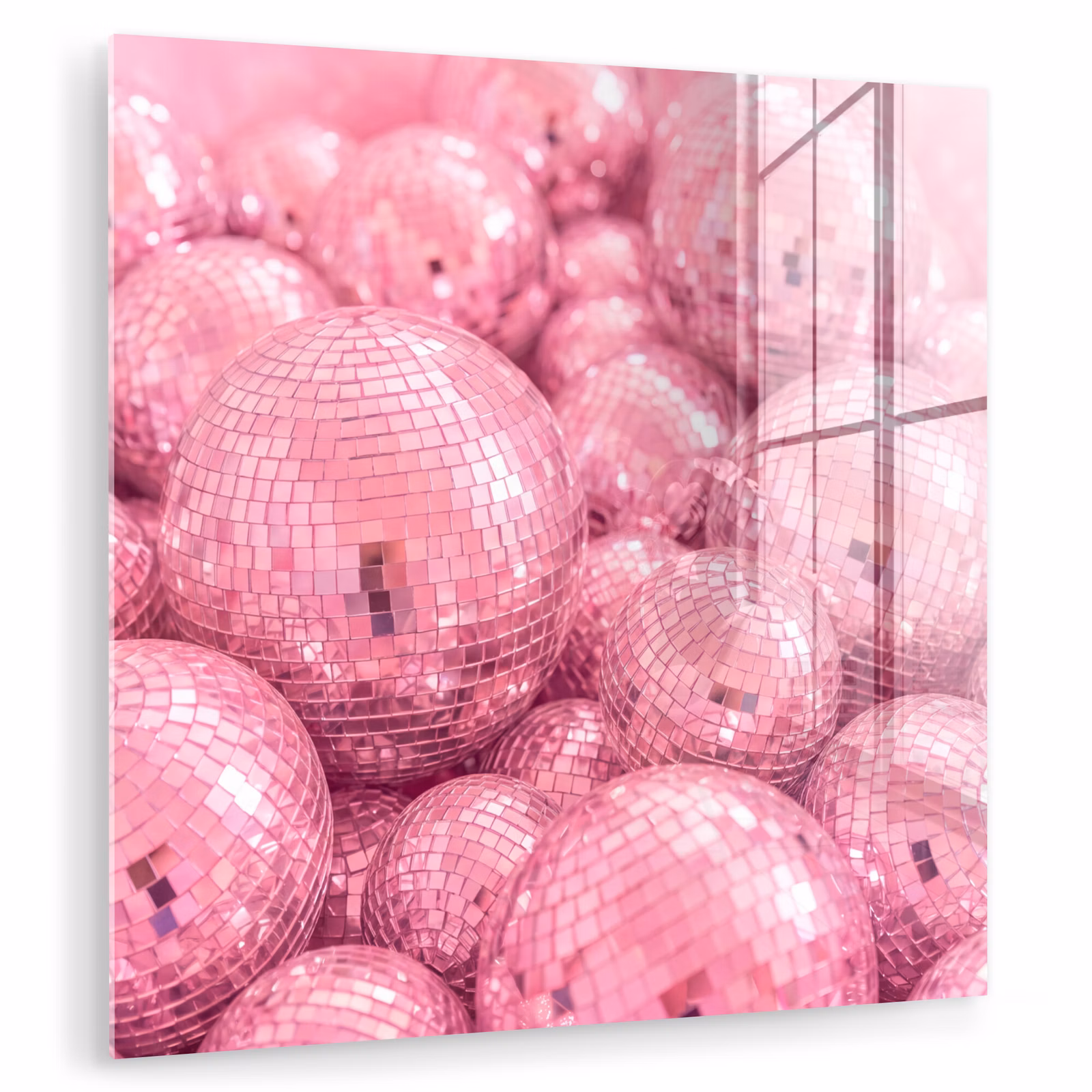 Glas schilderij - Roze disco ballen — 1
