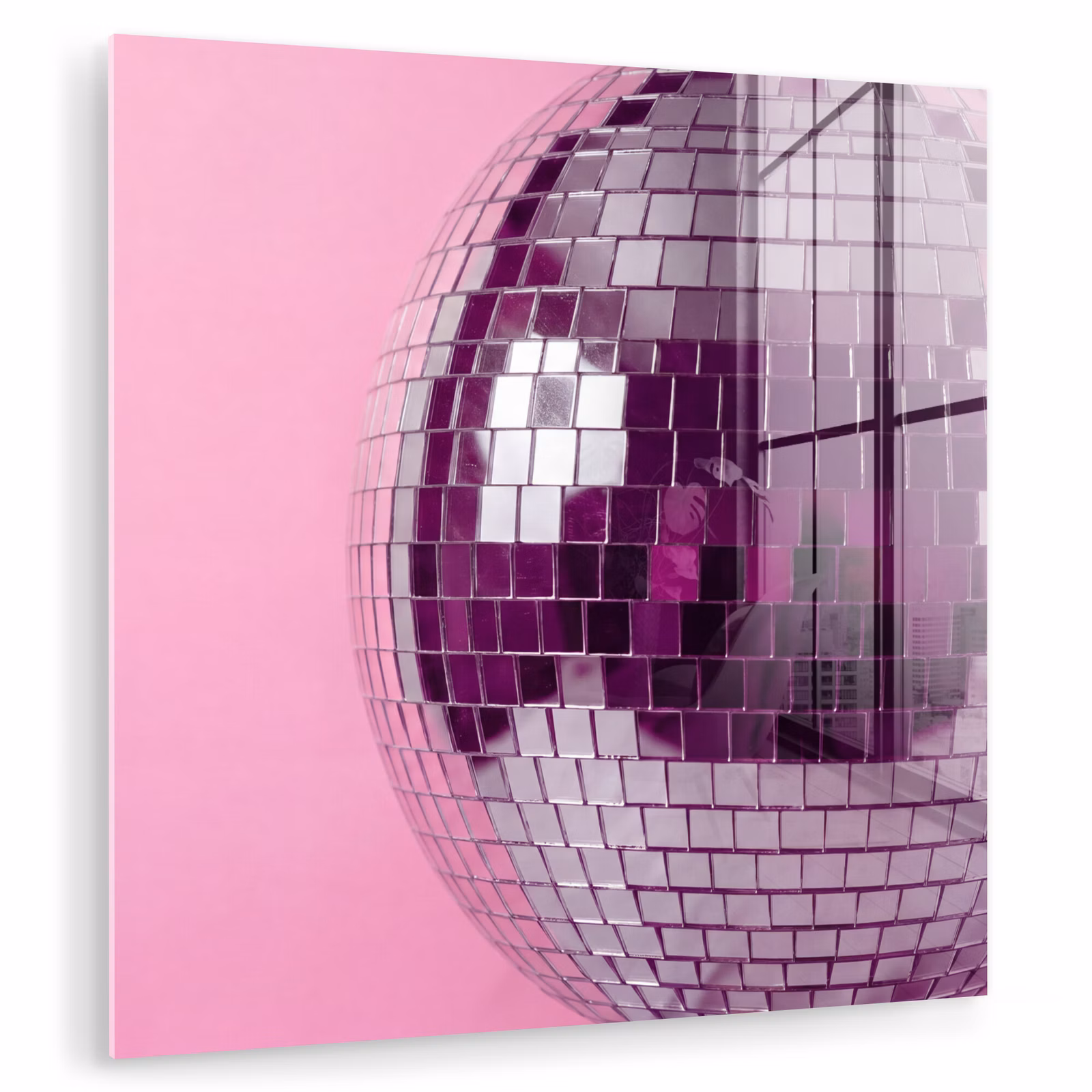 Glas schilderij - Spiegelbal - Zilver - Modern — 1