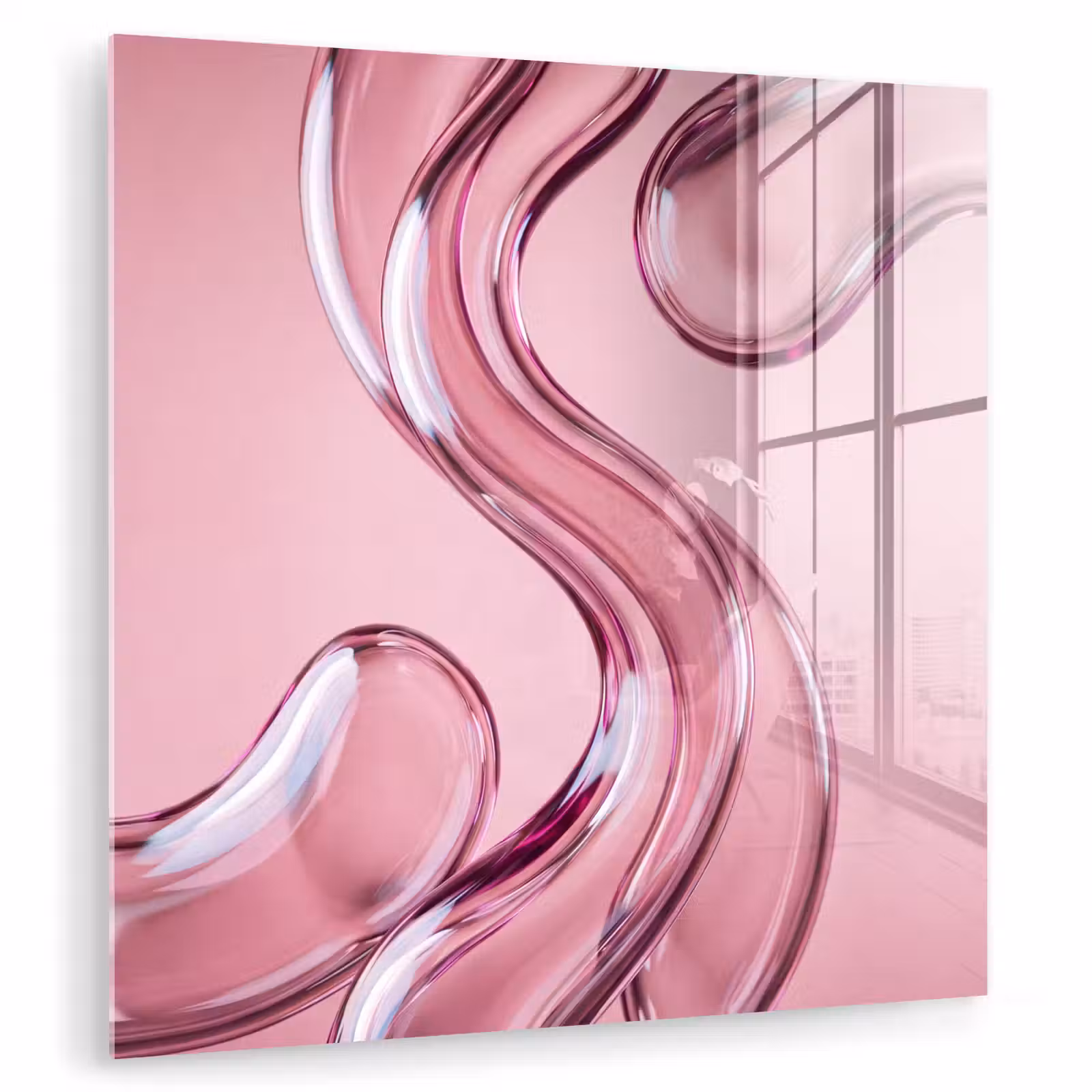 Glas schilderij - Vorm - Abstract - Roze — 1