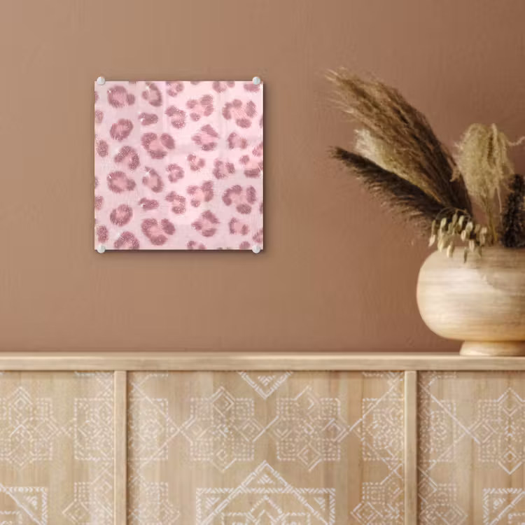 Glas schilderij - Roze dierenprint - Glitter — 6