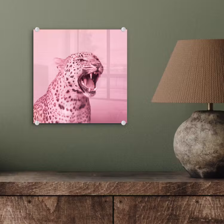 Glas schilderij - Roze kat - Modern — 4