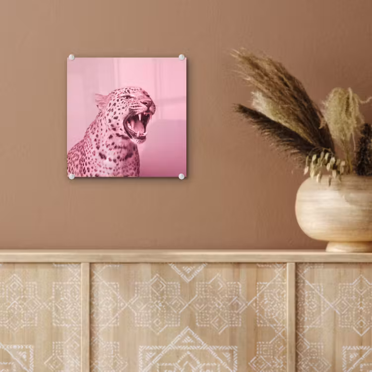 Glas schilderij - Roze kat - Modern — 6