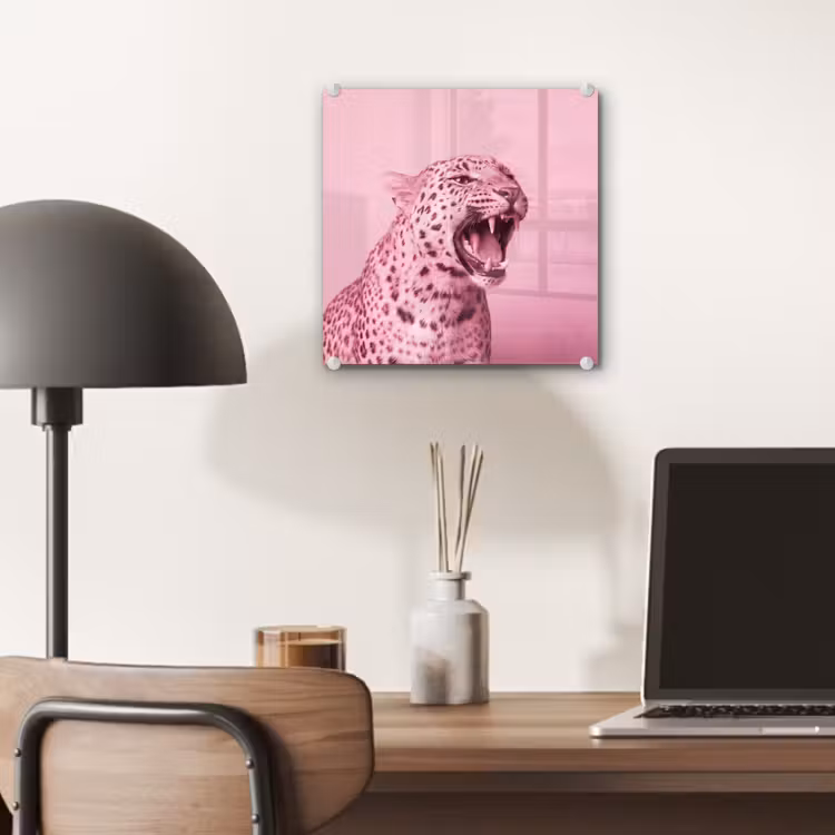 Glas schilderij - Roze kat - Modern — 7