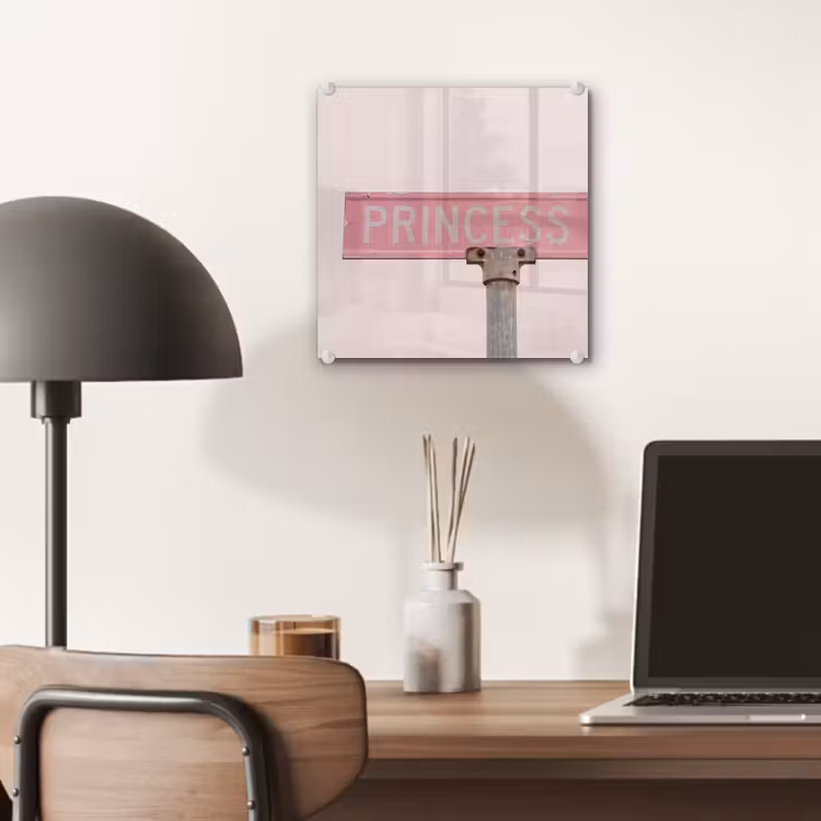 Glas schilderij - Roze straatnaambord - Stad — 7