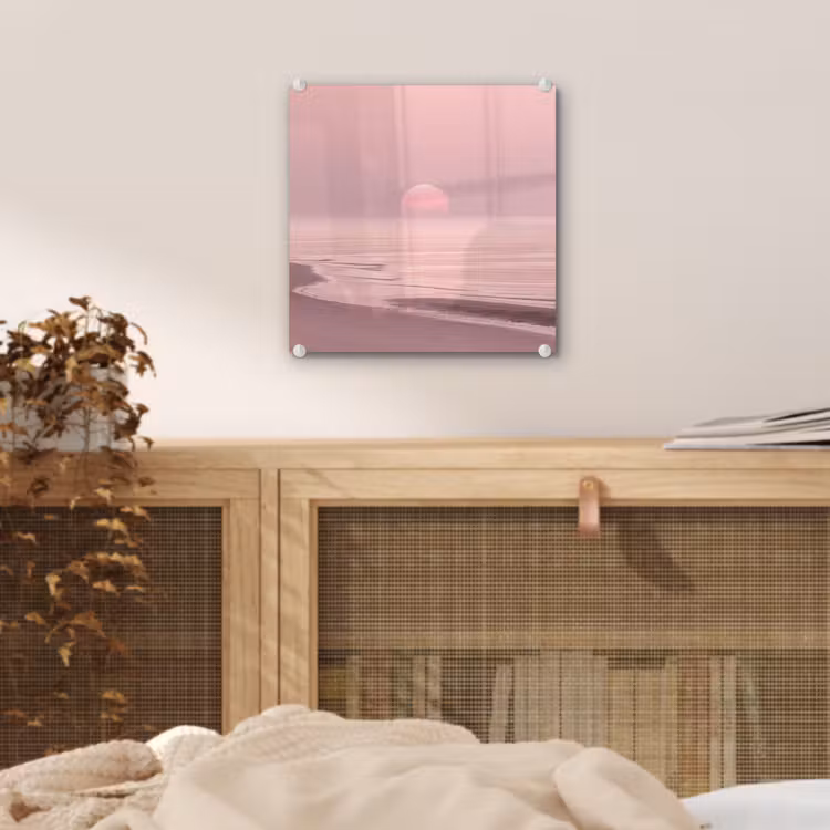 Glas schilderij - Roze zonsondergang - Strand — 5