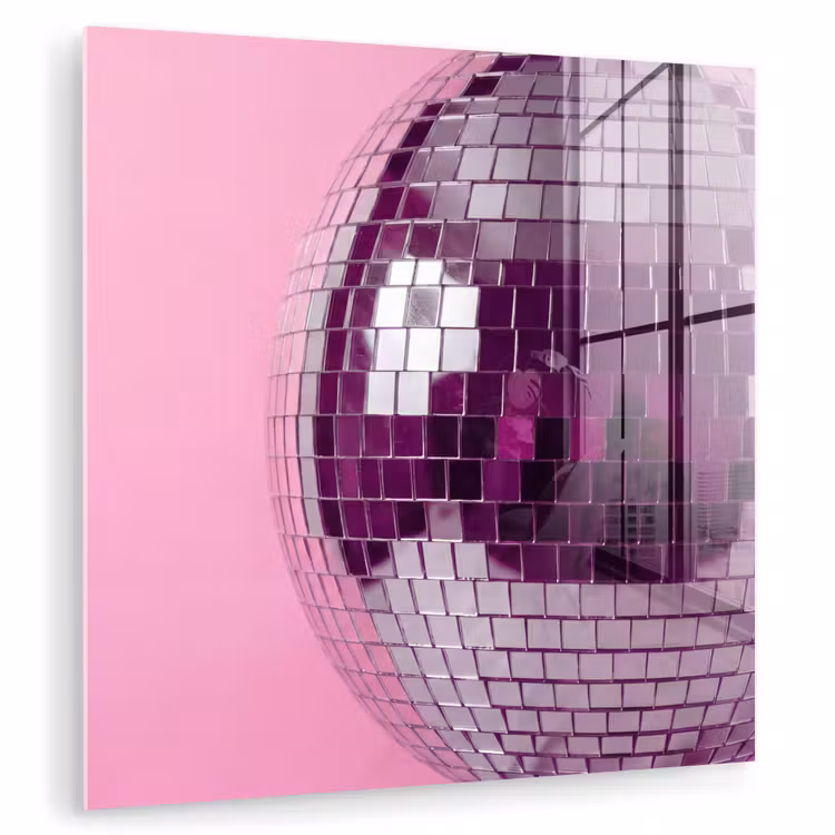 Glas schilderij - Spiegelbal - Zilver - Modern — 1
