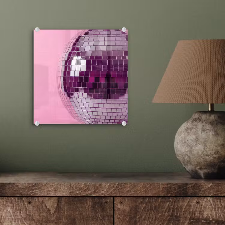 Glas schilderij - Spiegelbal - Zilver - Modern — 4