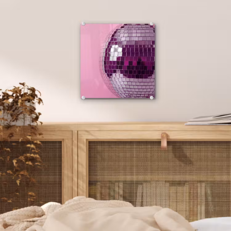 Glas schilderij - Spiegelbal - Zilver - Modern — 5
