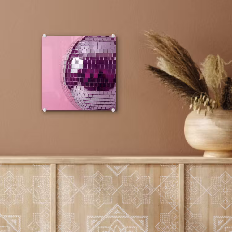 Glas schilderij - Spiegelbal - Zilver - Modern — 6