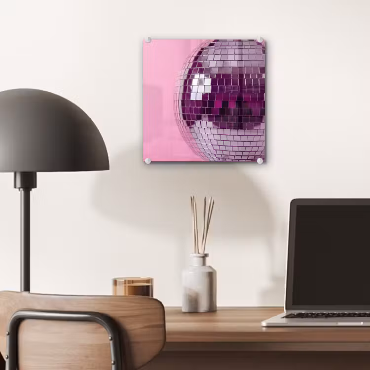 Glas schilderij - Spiegelbal - Zilver - Modern — 7