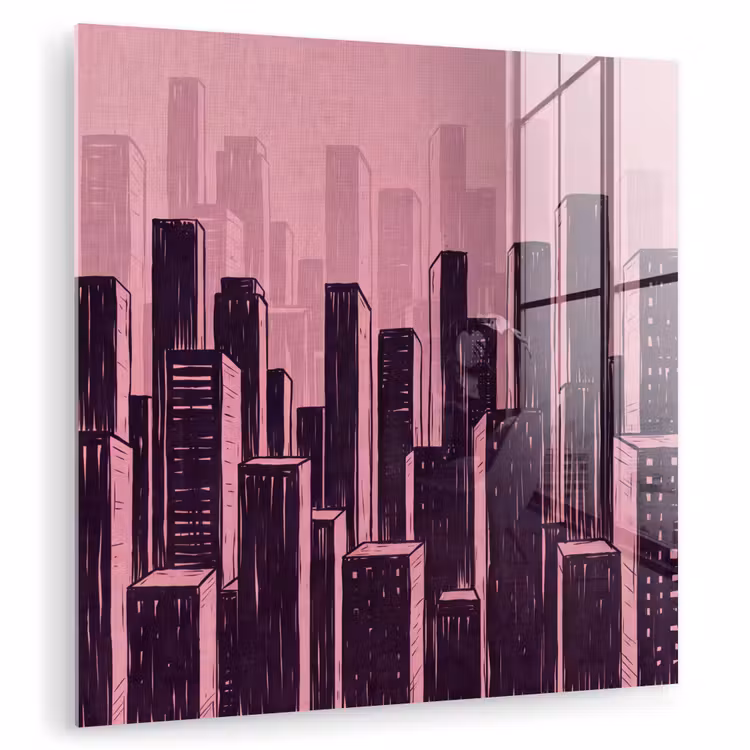 Glas schilderij - Stad - Abstract - Roze — 1