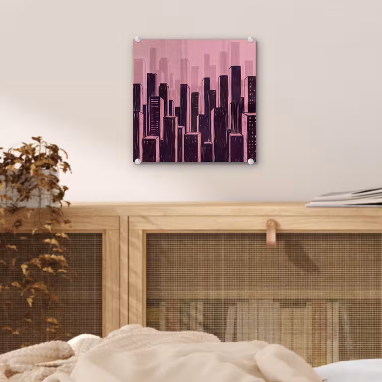 Glas schilderij - Stad - Abstract - Roze — 5