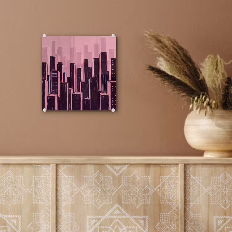 Glas schilderij - Stad - Abstract - Roze — 6