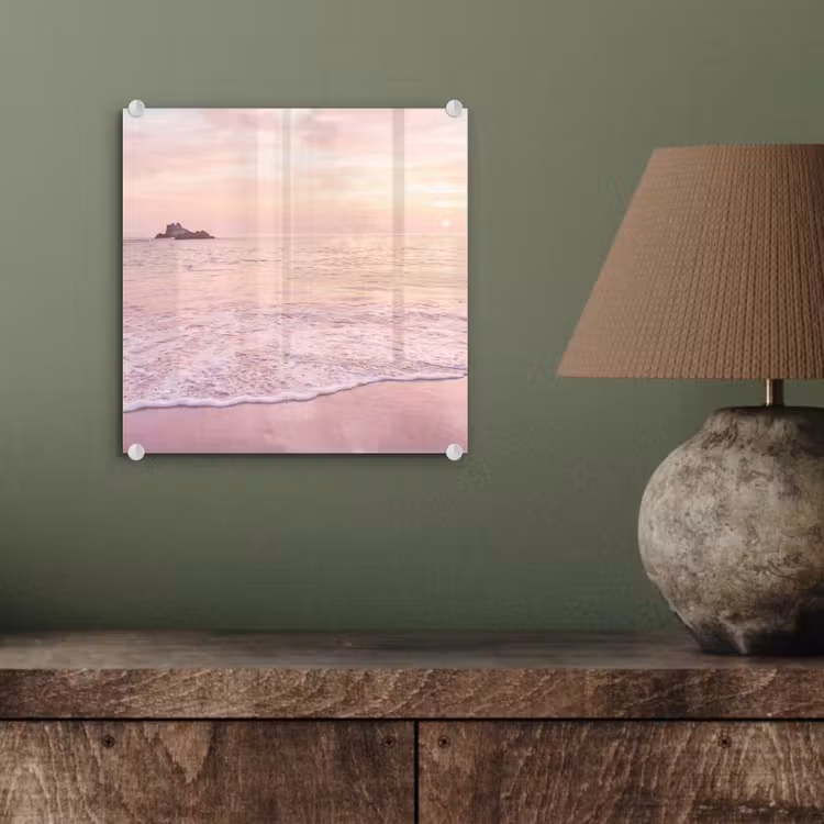 Glas schilderij - Strand - Zonsondergang - Roze — 4