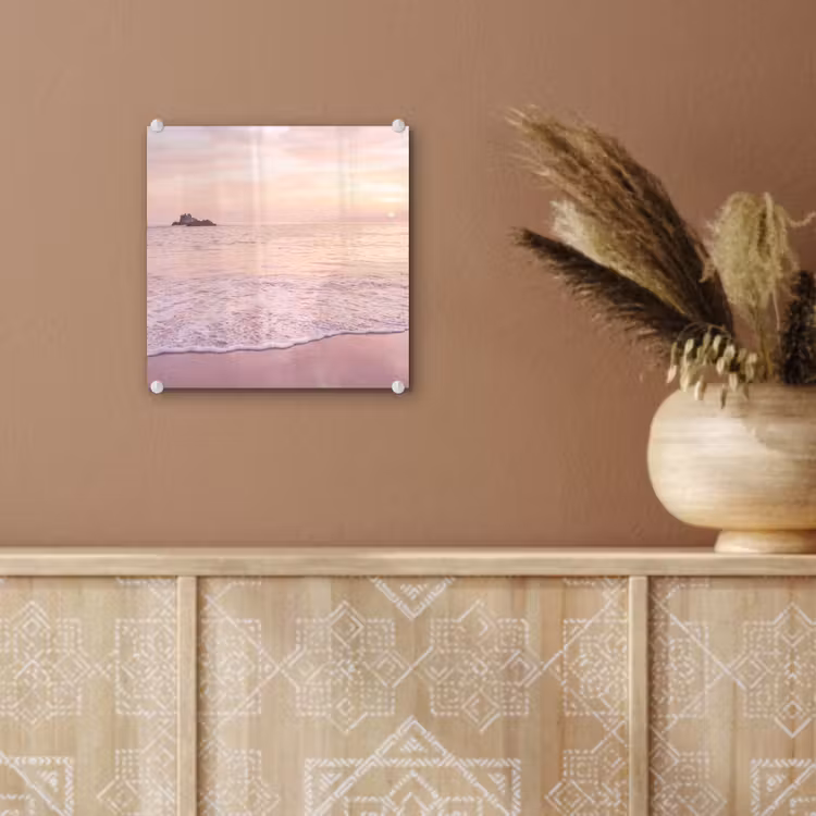 Glas schilderij - Strand - Zonsondergang - Roze — 6