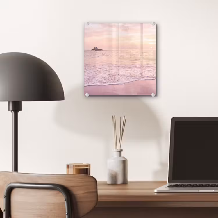 Glas schilderij - Strand - Zonsondergang - Roze — 7