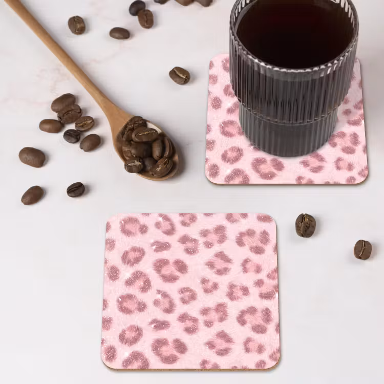 Onderzetter​ - Roze dierenprint - Glitter — 4