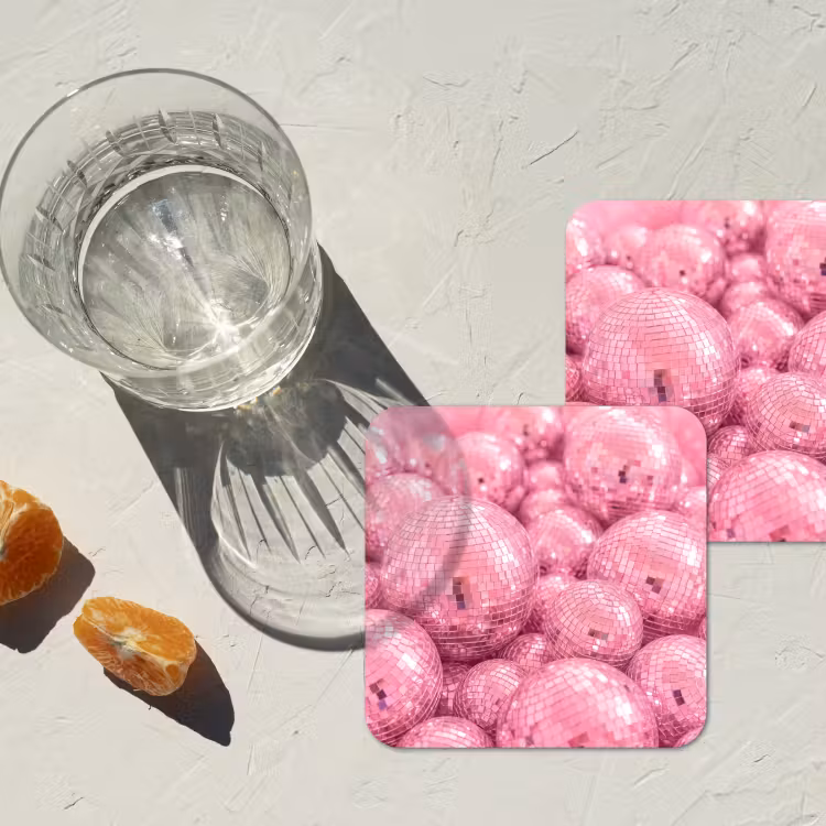 Onderzetter - Roze disco ballen — 2
