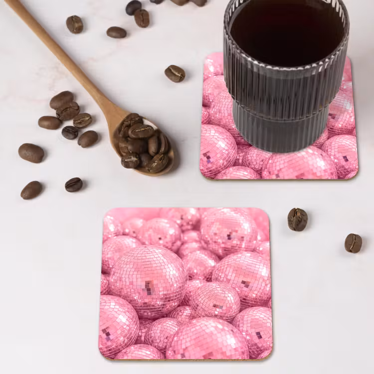 Onderzetter - Roze disco ballen — 4