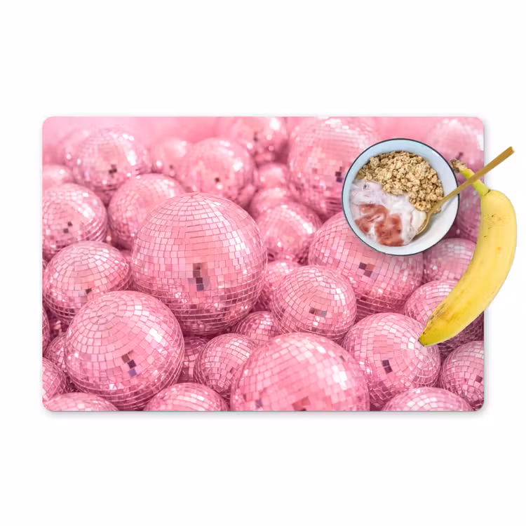 Placemat - 6 stuks - Roze disco ballen — 1