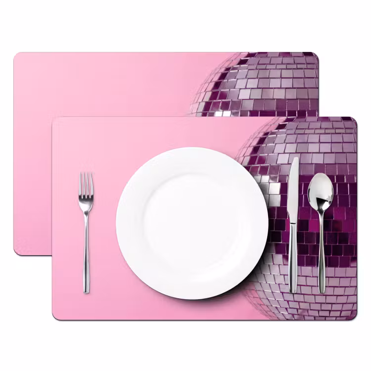 Placemat - 6 stuks - Spiegelbal - Zilver - Modern — 2
